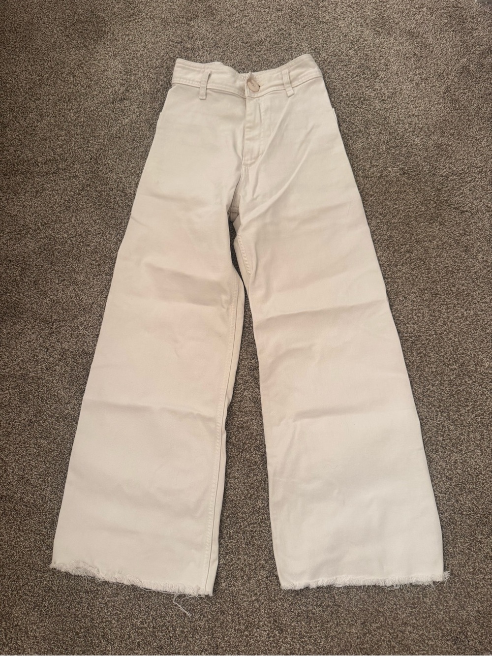 Zara Cream Wide Straight Leg Pants